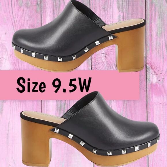 Torrid Faux Leather Black Studded Mule Shoes Wide Width - Size 9.5 WW NIB - Picture 2 of 12